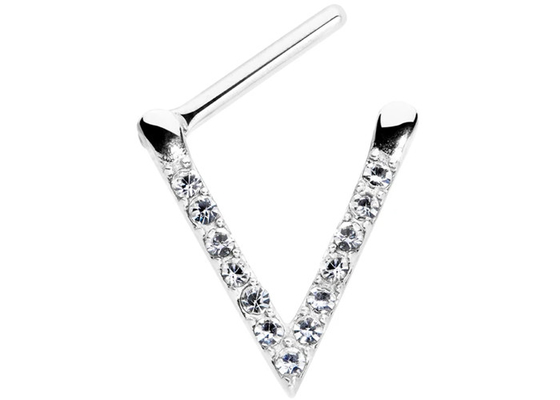 แหวน Septum ทองคำขาวสามเหลี่ยม OEM กับ 0.1ct 1.3mm Diamonds