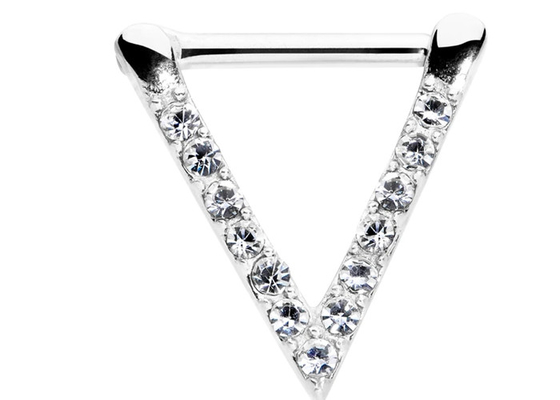 แหวน Septum ทองคำขาวสามเหลี่ยม OEM กับ 0.1ct 1.3mm Diamonds