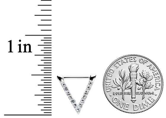 แหวน Septum ทองคำขาวสามเหลี่ยม OEM กับ 0.1ct 1.3mm Diamonds