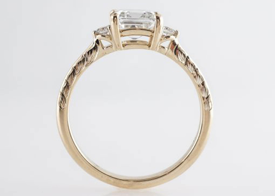 แหวนทองคำ 14K โรสโกลด์ Asscher Cut Diamond 1.29ct Classic Style