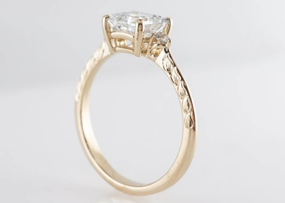 แหวนทองคำ 14K โรสโกลด์ Asscher Cut Diamond 1.29ct Classic Style