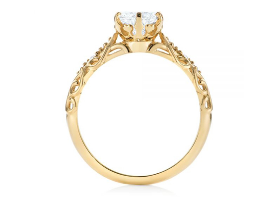 แหวนเพชรพลอยแท้สีเหลืองทอง 14K สไตล์วินเทจ 6.5 มม. ขนาด OEM