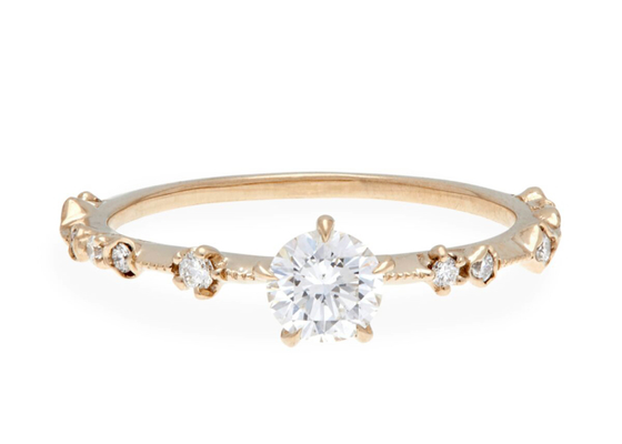 แหวนเพชรพลอยแท้ขนาด 4 มม. 14K 18K Rose Gold วัสดุ ODM