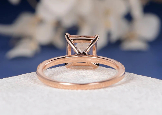 Morganite Real Diamond Jewellery Ring Princess Cut 6×6mm Size