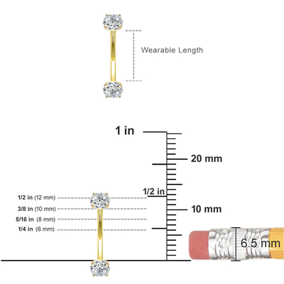 แหวนเพชรเจาะร่างกายทองคำ 16g ขนาด 10 มม. 8 มม. สำหรับปุ่มท้อง
