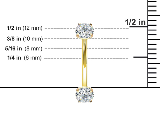 แหวนเพชรเจาะร่างกายทองคำ 16g ขนาด 10 มม. 8 มม. สำหรับปุ่มท้อง