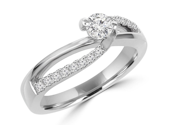 แหวนเพชรแท้ทรงกลม 0.46ct 5mm Diamond Solid Gold Ring