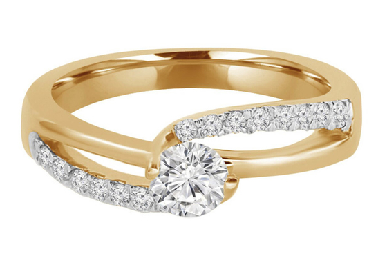 แหวนเพชรแท้ทรงกลม 0.46ct 5mm Diamond Solid Gold Ring