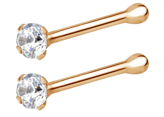 7mm 14k Gold Nose Ring, เครื่องประดับเจาะจมูกไม่ระคายเคืองOEM
