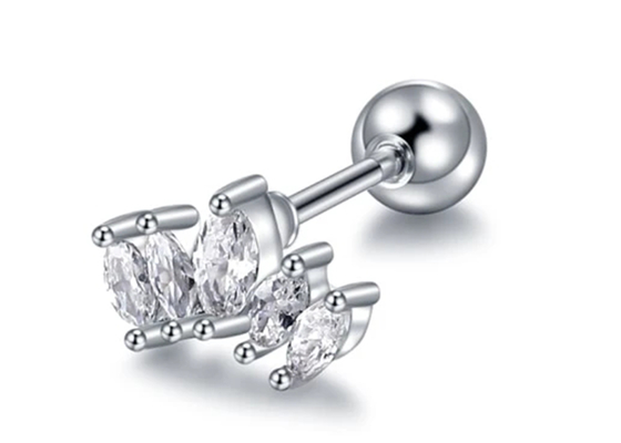 16g มงกุฎรูปร่างทองเจาะร่างกายเครื่องประดับต่างหูความยาว 6 มม. พร้อม Mq Diamond