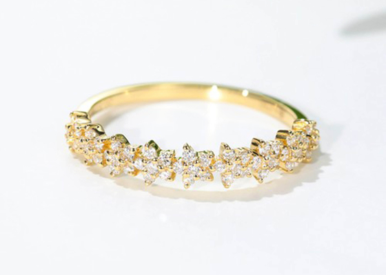 แหวนเพชรสตาร์โกลด์ 0.54 กะรัต, แหวนหมั้นทองคำ 18k ขนาด 1.3 มม. สำหรับผู้หญิง Girl