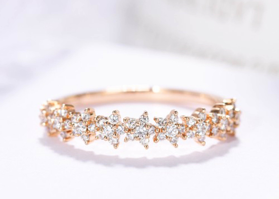 แหวนเพชรสตาร์โกลด์ 0.54 กะรัต, แหวนหมั้นทองคำ 18k ขนาด 1.3 มม. สำหรับผู้หญิง Girl