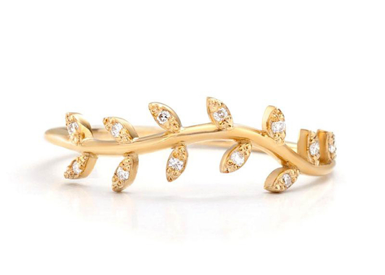 แหวนเพชรแถวมะกอกทอง 14K ทรงกลม 1.2 มม. Size