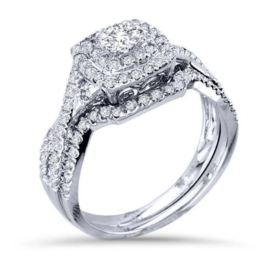 43PCS 0.43ct แหวนหมั้นเพชรแต่งงานสีขาว 18K ทองคำขาว ODM