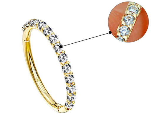 Hoop Shape 16g ต่างหูกระดูกอ่อนทอง 1.2 × 8mm ขนาดสำหรับงานแต่งงาน