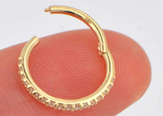 Hoop Shape 16g ต่างหูกระดูกอ่อนทอง 1.2 × 8mm ขนาดสำหรับงานแต่งงาน