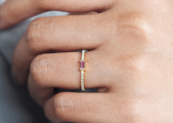 แหวนทอง 9K เพชรบาง 0.20ct ความกว้าง 2.5 มม. สำหรับแหวนหมั้นแบบตั้งเขี้ยว