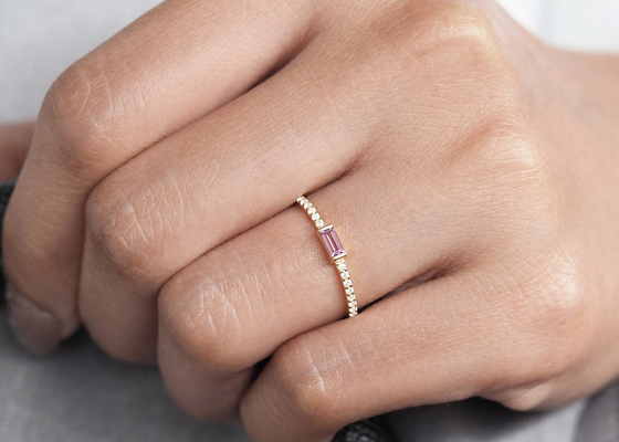 แหวนทอง 9K เพชรบาง 0.20ct ความกว้าง 2.5 มม. สำหรับแหวนหมั้นแบบตั้งเขี้ยว
