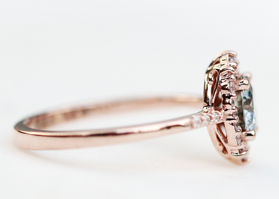 1.2ct 1pcs Moissanite แหวนหมั้นสำหรับผู้หญิง 14K Rose Gold Material