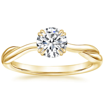 0.8ct Lab Grown Moissanite แหวน 14K สีเหลืองทองวัสดุ ODM OEM