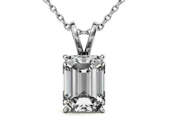1.05ct Emerald Cut 14k Gold สร้อยคอ Dia 7×5mm Bezel setting Type