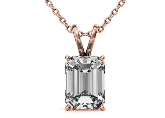 1.05ct Emerald Cut 14k Gold สร้อยคอ Dia 7×5mm Bezel setting Type