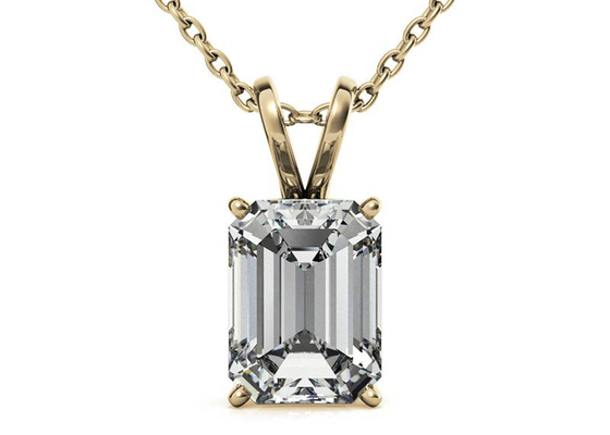1.05ct Emerald Cut 14k Gold สร้อยคอ Dia 7×5mm Bezel setting Type