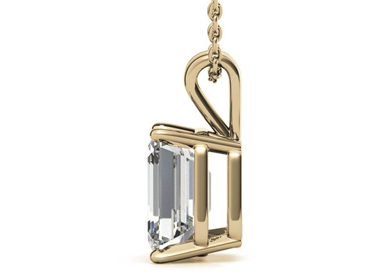 1.05ct Emerald Cut 14k Gold สร้อยคอ Dia 7×5mm Bezel setting Type