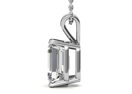 1.05ct Emerald Cut 14k Gold สร้อยคอ Dia 7×5mm Bezel setting Type