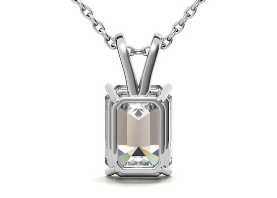 1.05ct Emerald Cut 14k Gold สร้อยคอ Dia 7×5mm Bezel setting Type
