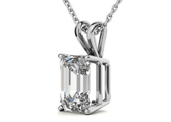 1.05ct Emerald Cut 14k Gold สร้อยคอ Dia 7×5mm Bezel setting Type