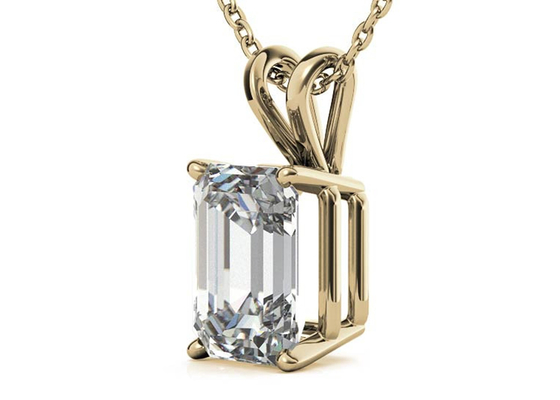 1.05ct Emerald Cut 14k Gold สร้อยคอ Dia 7×5mm Bezel setting Type