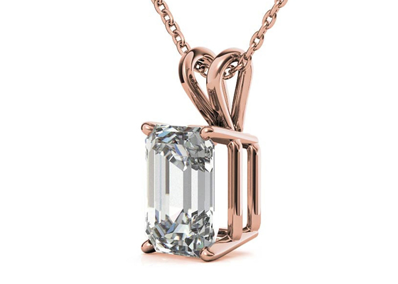 1.05ct Emerald Cut 14k Gold สร้อยคอ Dia 7×5mm Bezel setting Type