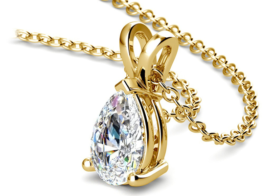 สร้อยคอทองคำ 14k Pear Cut 0.84ct พร้อมจี้วินเทจ 8 × 5mm