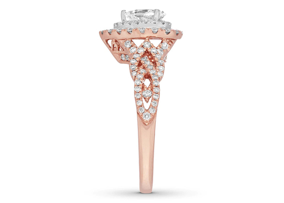 7ct 8ct 18K Rose Gold Ring, แหวนหมั้นและแหวนแต่งงาน 7.0mm Pear Cut