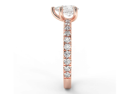 งานแต่งงาน18K Rose Gold Ring Pear Cut 0.80ct DGC Certificate ODM