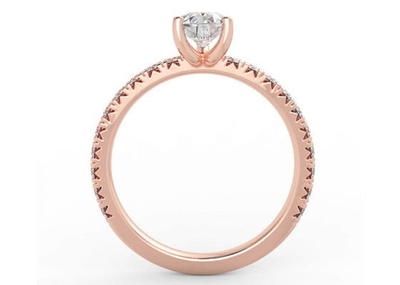 งานแต่งงาน18K Rose Gold Ring Pear Cut 0.80ct DGC Certificate ODM