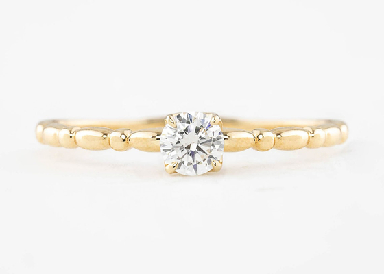แหวนทอง 6 มม. พร้อมเพชร Solitaire, แหวนเพชร Moissanite 0.8 กะรัต ODM