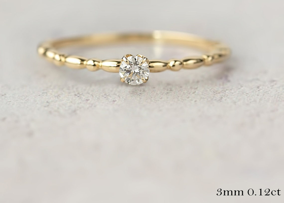 แหวนทอง 6 มม. พร้อมเพชร Solitaire, แหวนเพชร Moissanite 0.8 กะรัต ODM