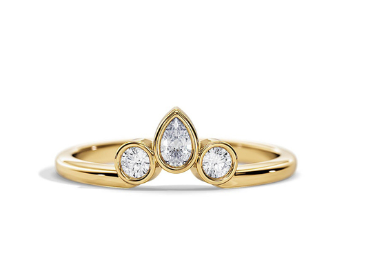 แหวนแต่งงานรูปตัววี 0.4CT V พร้อมแหวนหมั้น, แหวนเพชรวางซ้อนกันได้ 2 มม. OEM