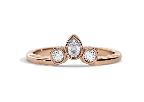 แหวนแต่งงานรูปตัววี 0.4CT V พร้อมแหวนหมั้น, แหวนเพชรวางซ้อนกันได้ 2 มม. OEM