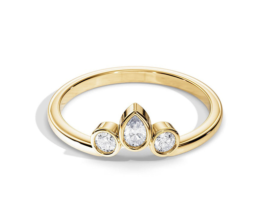 แหวนแต่งงานรูปตัววี 0.4CT V พร้อมแหวนหมั้น, แหวนเพชรวางซ้อนกันได้ 2 มม. OEM