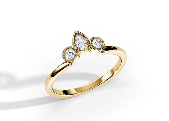 แหวนแต่งงานรูปตัววี 0.4CT V พร้อมแหวนหมั้น, แหวนเพชรวางซ้อนกันได้ 2 มม. OEM