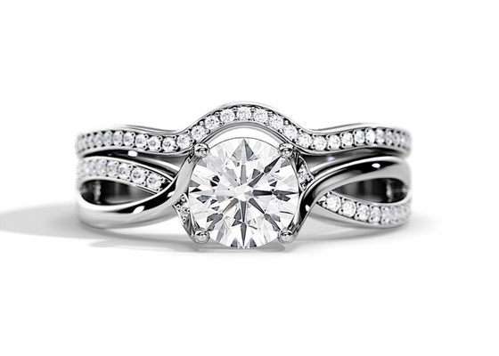 แหวนหมั้น Moissanite กุหลาบทอง 1.25 กะรัต VS1 SI1 SI2 สีเฉลี่ย