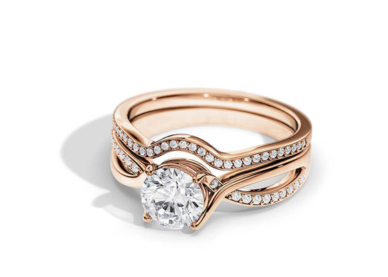 แหวนหมั้น Moissanite กุหลาบทอง 1.25 กะรัต VS1 SI1 SI2 สีเฉลี่ย
