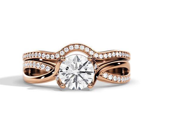 แหวนหมั้น Moissanite กุหลาบทอง 1.25 กะรัต VS1 SI1 SI2 สีเฉลี่ย