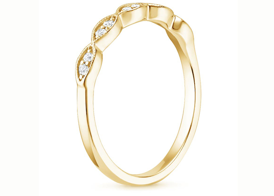 Marquise Shape 14K สีเหลืองทองเครื่องประดับแหวน 1mm-2mm ขนาดแถบการตั้งค่า Type