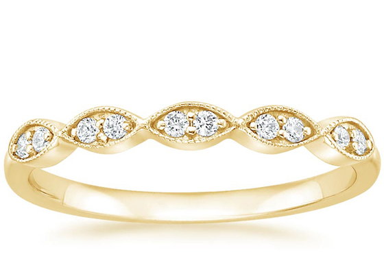 Marquise Shape 14K สีเหลืองทองเครื่องประดับแหวน 1mm-2mm ขนาดแถบการตั้งค่า Type