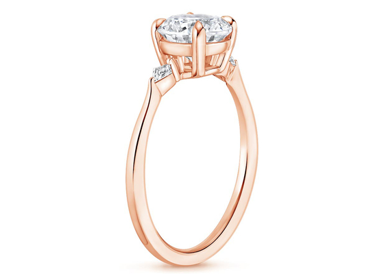 10K Rose Gold Oval Moissanite แหวนหมั้น Dia OV7 × 9mm 2.1ct
