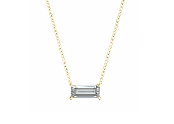 สร้อยคอทองคำ 14K Baguette Cut พร้อม 0.5ct 5 × 7mm Solitaire Diamond